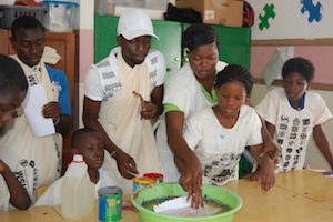 Students at the Autism Awareness, Care and Treatment Centre doing arts and crafts.  / Credit:Jamila Akweley Okertchiri/IPS